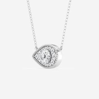 0.73 TCW Round Moissanite Diamond East West Pear Pendant Necklace - violetjewels