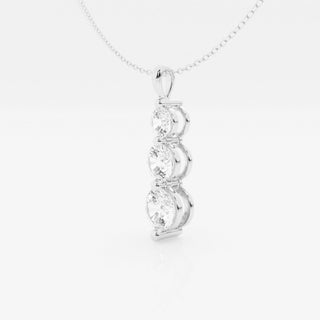 1.50 TCW Round Moissanite Diamond Three-Stone Drop Pendant Necklace - violetjewels