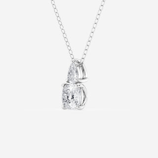 1.0 TCW Cushion & Pear Moissanite Diamond Two Stone Necklace - violetjewels