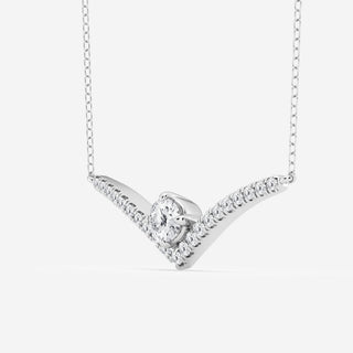 0.50 CT Round Moissanite Diamond Chevron Style Necklace - violetjewels
