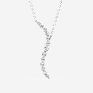 0.38 TCW Round Moissanite Diamond Curved Floating Pendant Necklace - violetjewels