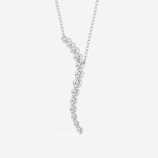 0.38 TCW Round Moissanite Diamond Curved Floating Pendant Necklace - violetjewels