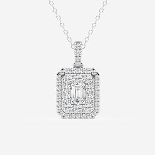 0.33 CT Emerald Moissanite Diamond Halo Style Necklace - violetjewels