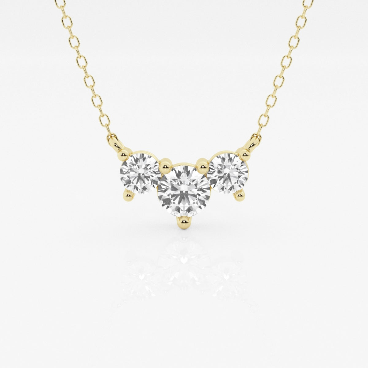 1.0 TCW Round Moissanite Diamond Three Stone Necklace - violetjewels