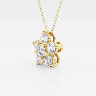 1.50 TCW Round Moissanite Diamond Flower Pendant Necklace - violetjewels