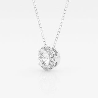 0.50 CT Round Moissanite Diamond Halo Necklace - violetjewels