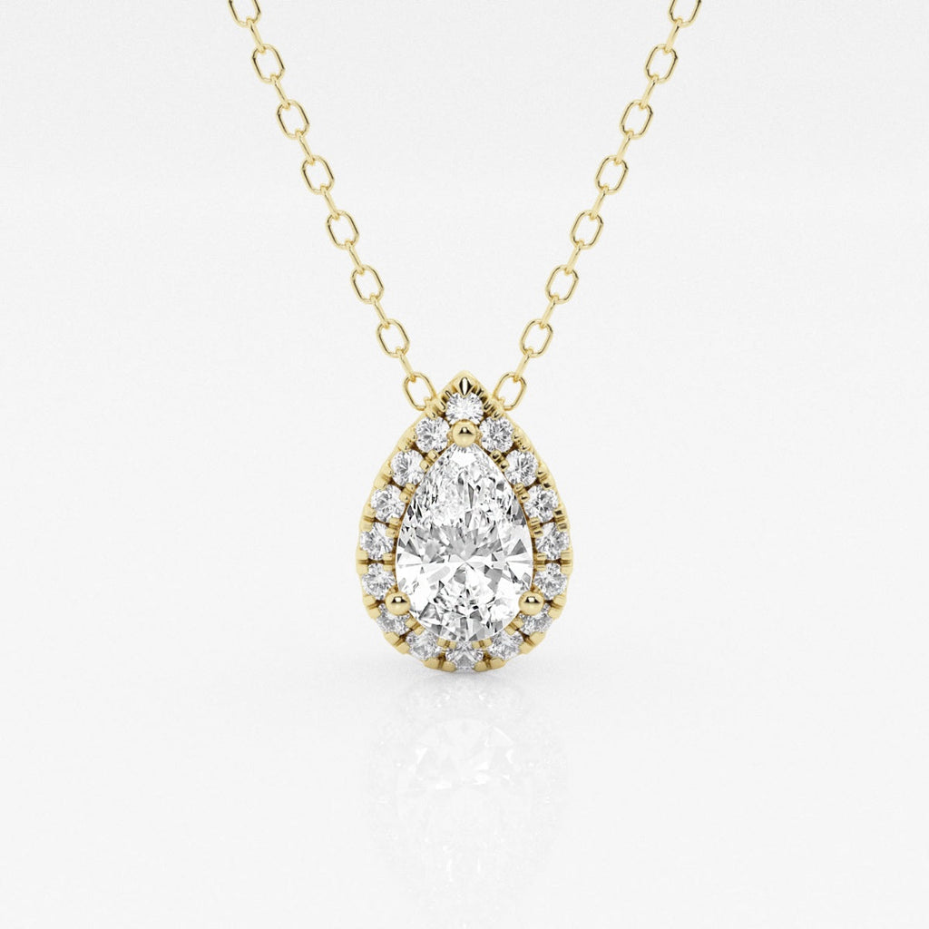 0.50 CT Pear Moissanite Diamond Halo Style Necklace - violetjewels