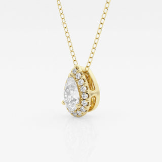 0.50 CT Pear Moissanite Diamond Halo Style Necklace - violetjewels