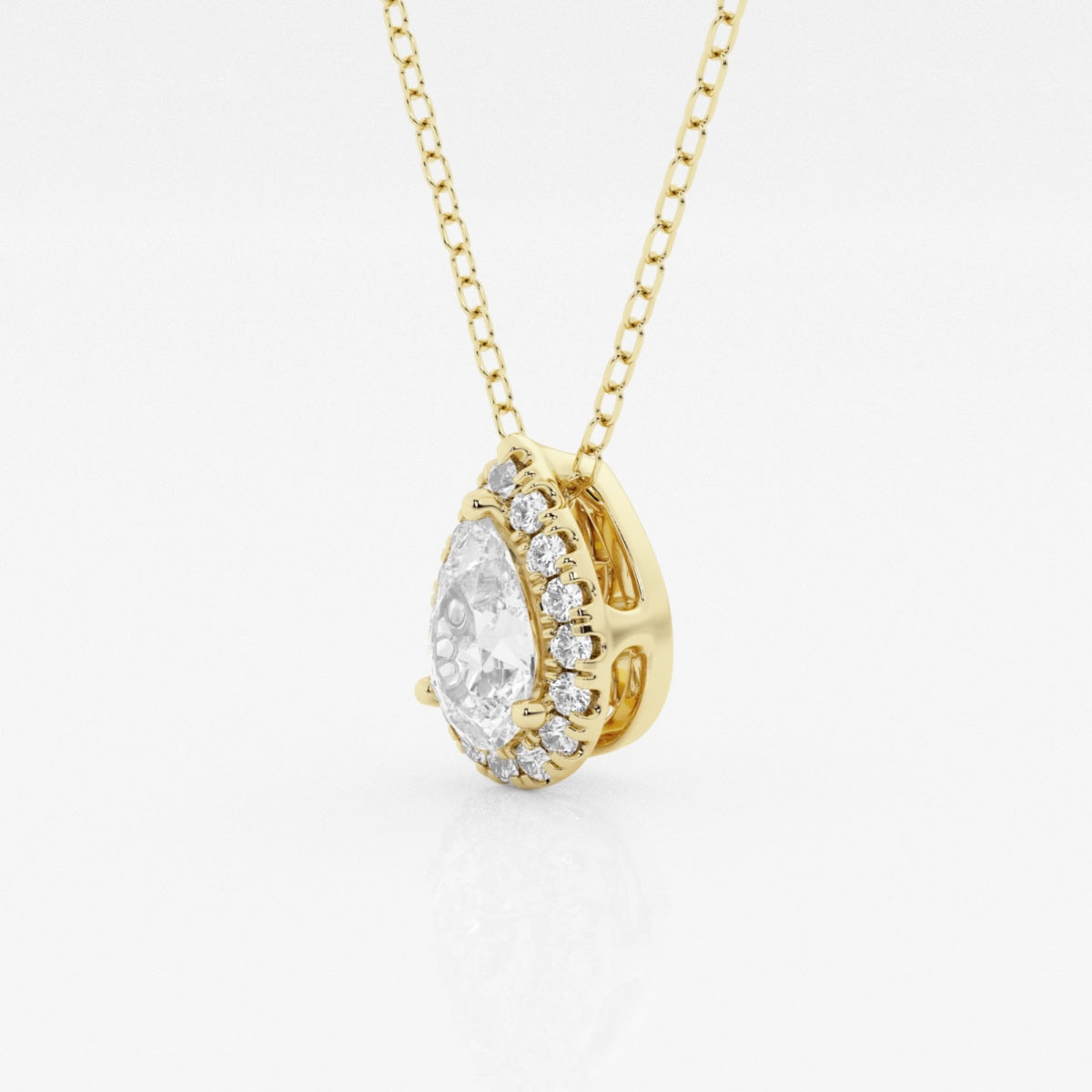 0.50 CT Pear Moissanite Diamond Halo Style Necklace - violetjewels
