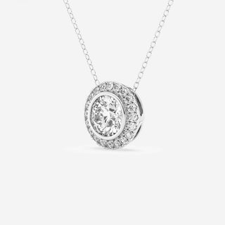 1.50 TC Round Moissanite Diamond Halo Style Necklace - violetjewels