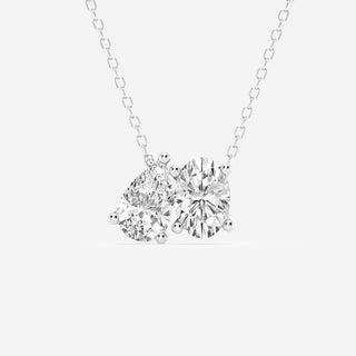 1.95 TCW Pear & Oval Moissanite Diamond Two Stone Necklace - violetjewels