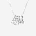2.22 TCW Emerald & Pear Moissanite Diamond Two Stone Necklace - violetjewels