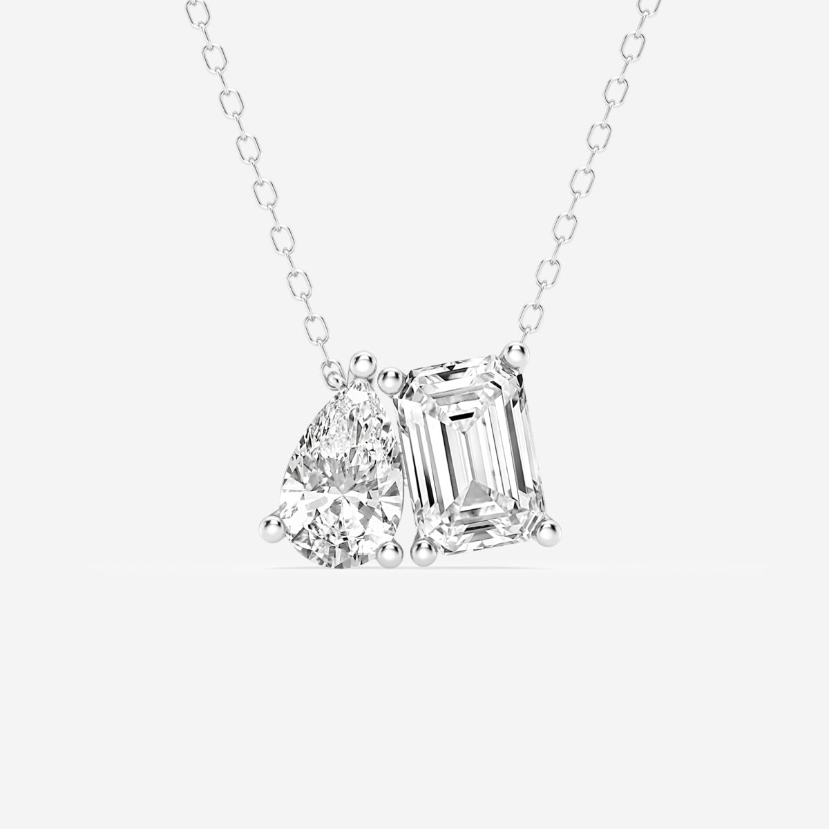 2.22 TCW Emerald & Pear Moissanite Diamond Two Stone Necklace - violetjewels