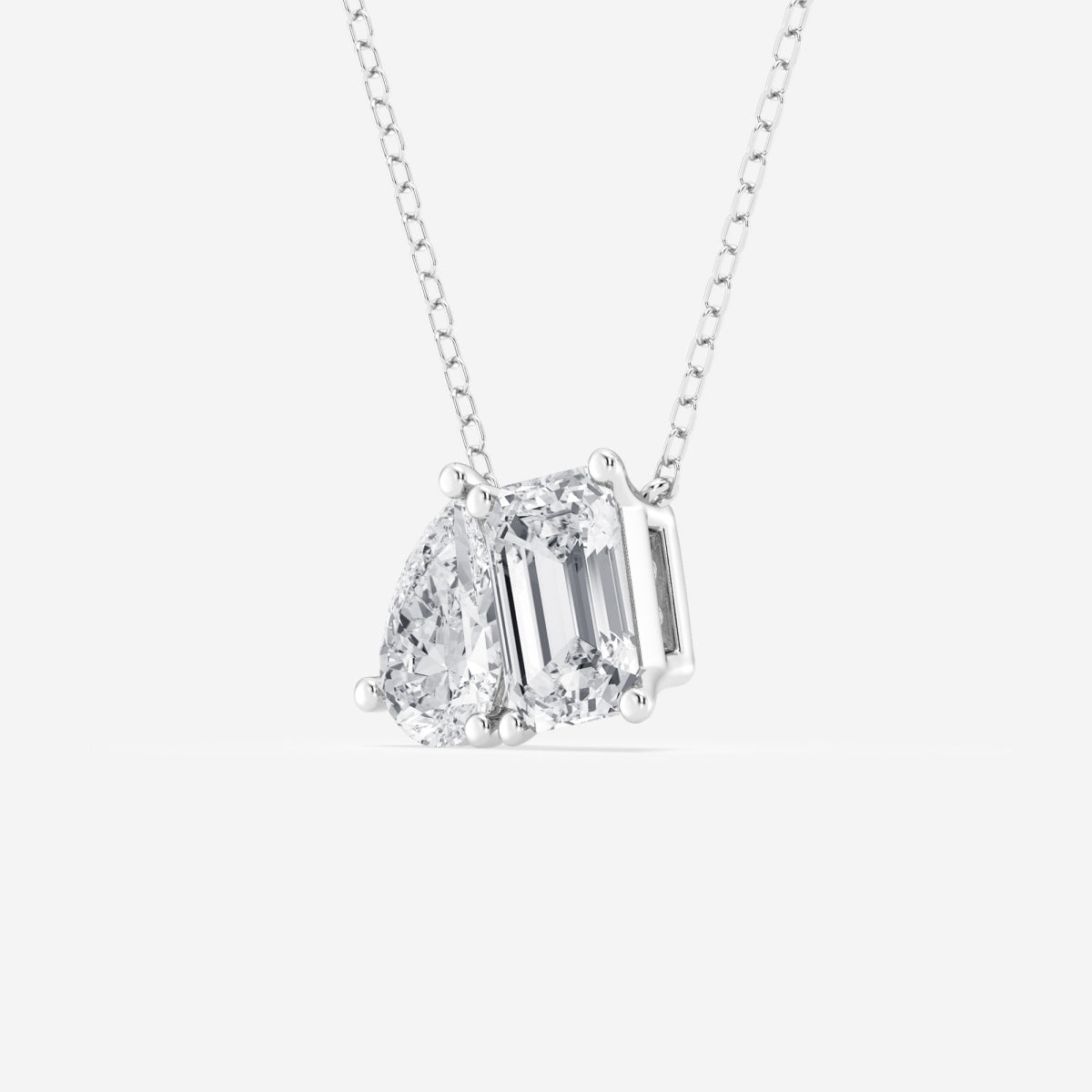 2.22 TCW Emerald & Pear Moissanite Diamond Two Stone Necklace - violetjewels