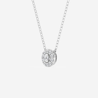 0.14 TCW Round Moissanite Diamond Halo Necklace - violetjewels