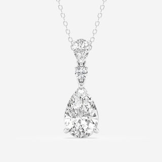 3.50 CT Pear Moissanite Diamond Three Stone Necklace - violetjewels