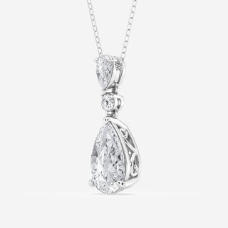 3.50 CT Pear Moissanite Diamond Three Stone Necklace - violetjewels