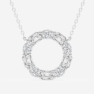 3.0 TCW Emerald & Oval Moissanite Diamond Circle Pendant Necklace - violetjewels