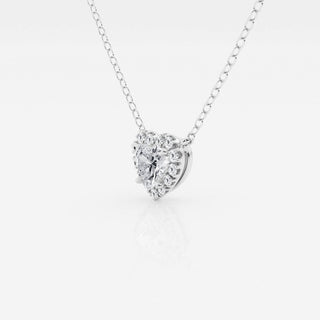 0.40 CT Heart Moissanite Diamond Halo Style Necklace - violetjewels