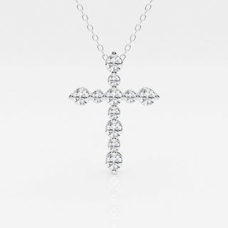 0.75 TCW Round Moissanite Diamond Cross Necklace - violetjewels