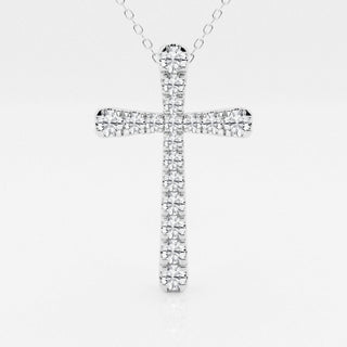1.03 TCW Round Moissanite Diamond Cross Necklace - violetjewels