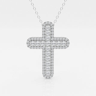 0.76 TCW Round Moissanite Diamond Cross Necklace - violetjewels
