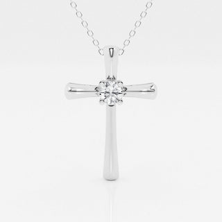 0.24 CT Round Moissanite Diamond Cross Necklace - violetjewels