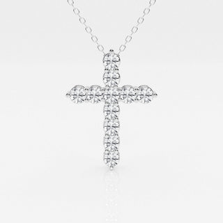 1.0 TCW Round Moissanite Diamond Cross Necklace - violetjewels