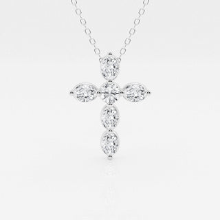 1.0 TCW Round & Oval Moissanite Diamond Cross Necklace - violetjewels
