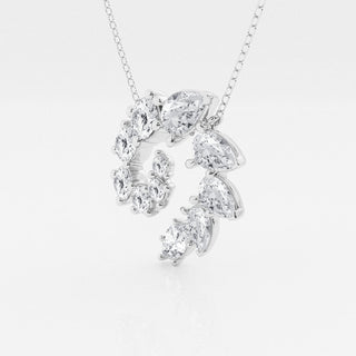 3.6 TCW Round, Marquise & Pear Moissanite Diamond Swirl Necklace - violetjewels