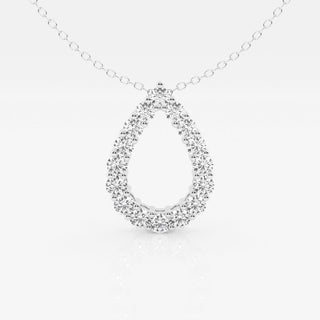 1.0 TCW Round Moissanite Diamond Pear Shape Pendant Necklace - violetjewels