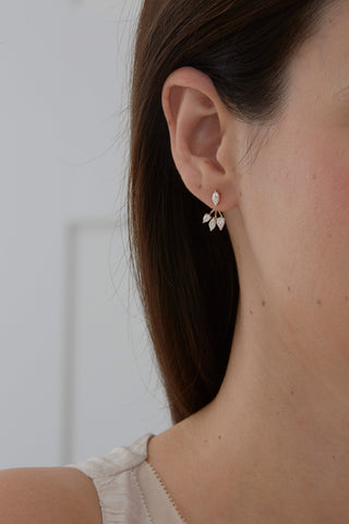 1.25 TCW Pear & Marquise Moissanite Diamond Ear Jacket Earrings - violetjewels