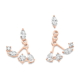 1.47 TCW Pear, Marquise & Round Moissanite Diamond Ear Jacket Earrings - violetjewels
