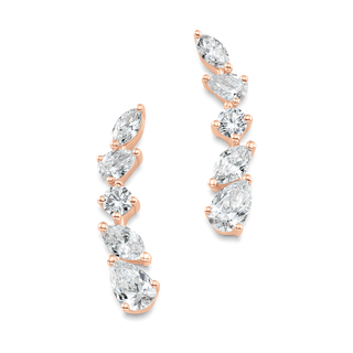 0.63 TCW Pear, Marquise & Round Moissanite Diamond Ear Crawlers Earrings - violetjewels