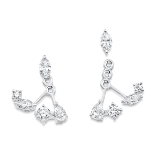 1.47 TCW Pear, Marquise & Round Moissanite Diamond Ear Jacket Earrings - violetjewels