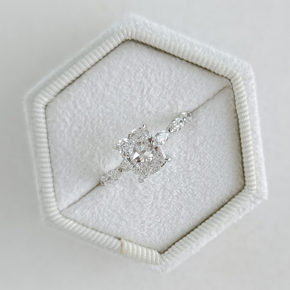Cushion Diamond Pave Engagement Ring with elegant sparkle and refined craftsmanship
