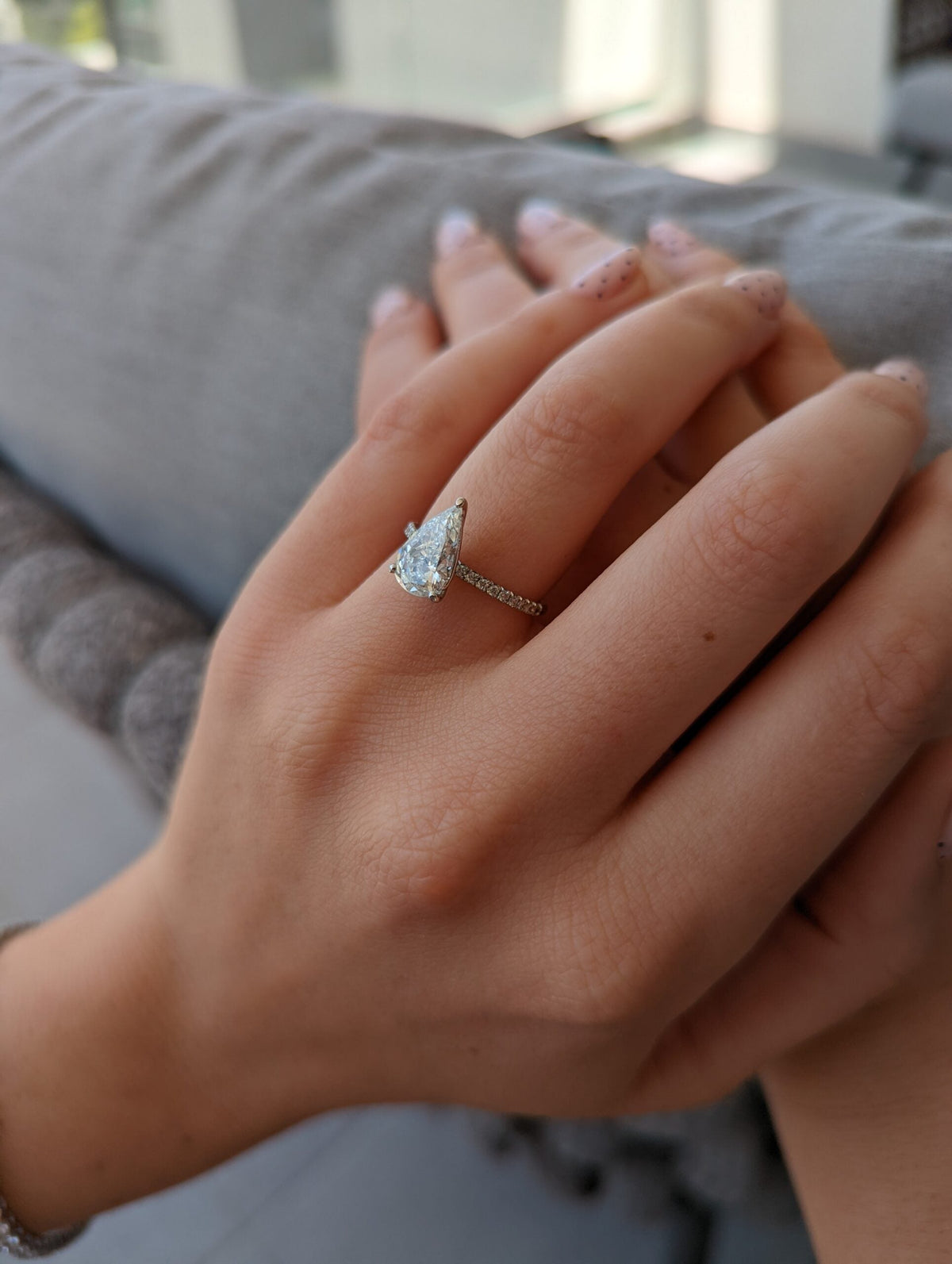 Pear Diamond Pave Style Engagement Ring featuring elegant pear cut and sparkling pave setting