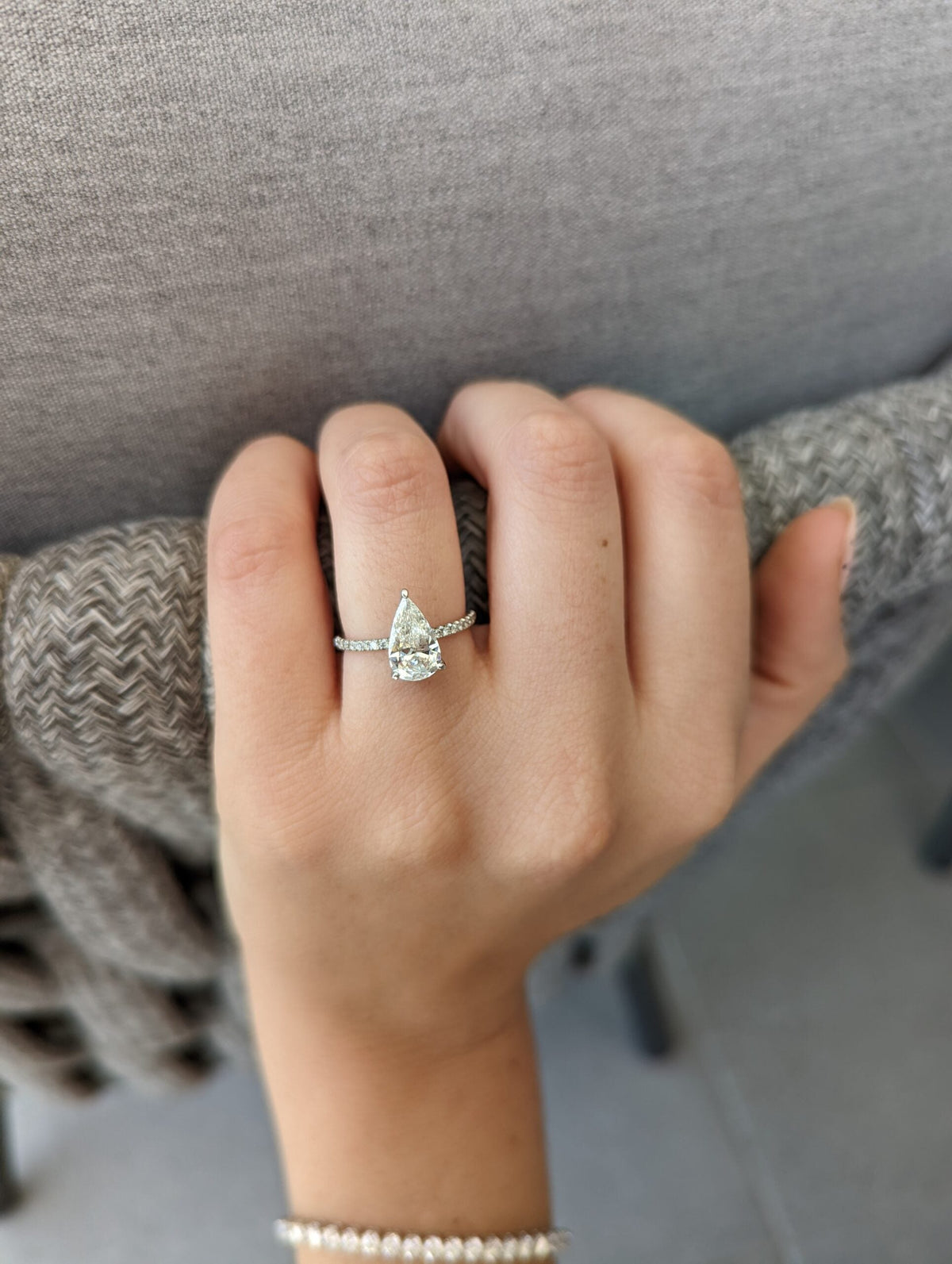 Pear Diamond Pave Style Engagement Ring featuring elegant pear cut and sparkling pave setting