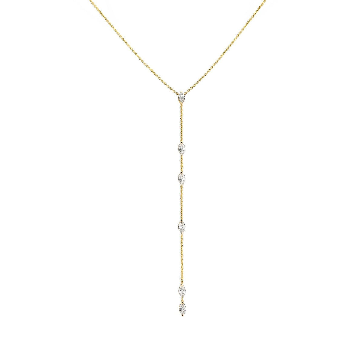 0.60 TCW Marquise Moissanite Diamond Bezel Starstruck Lariat Pendent Necklace - violetjewels