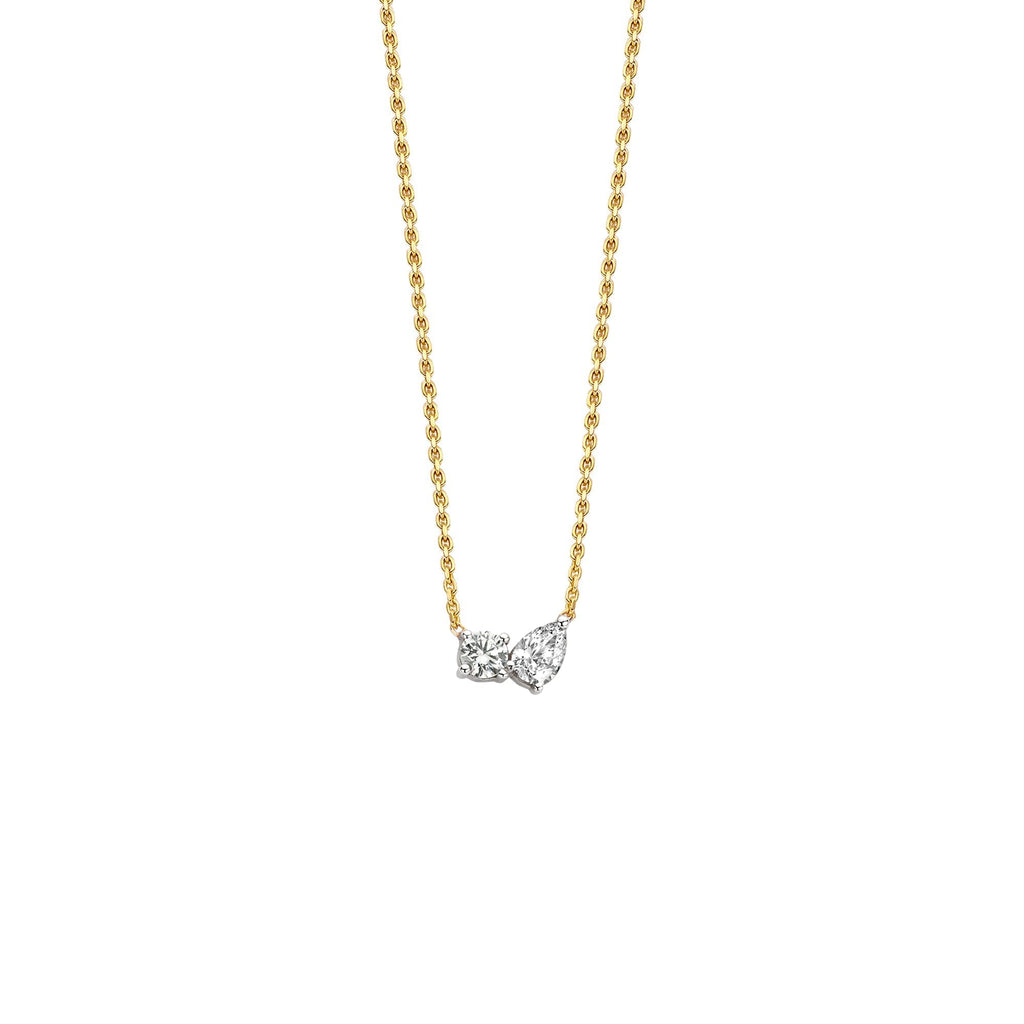 0.42 TCW Round & Pear Moissanite Diamond Two Stones Pendent Necklace - violetjewels