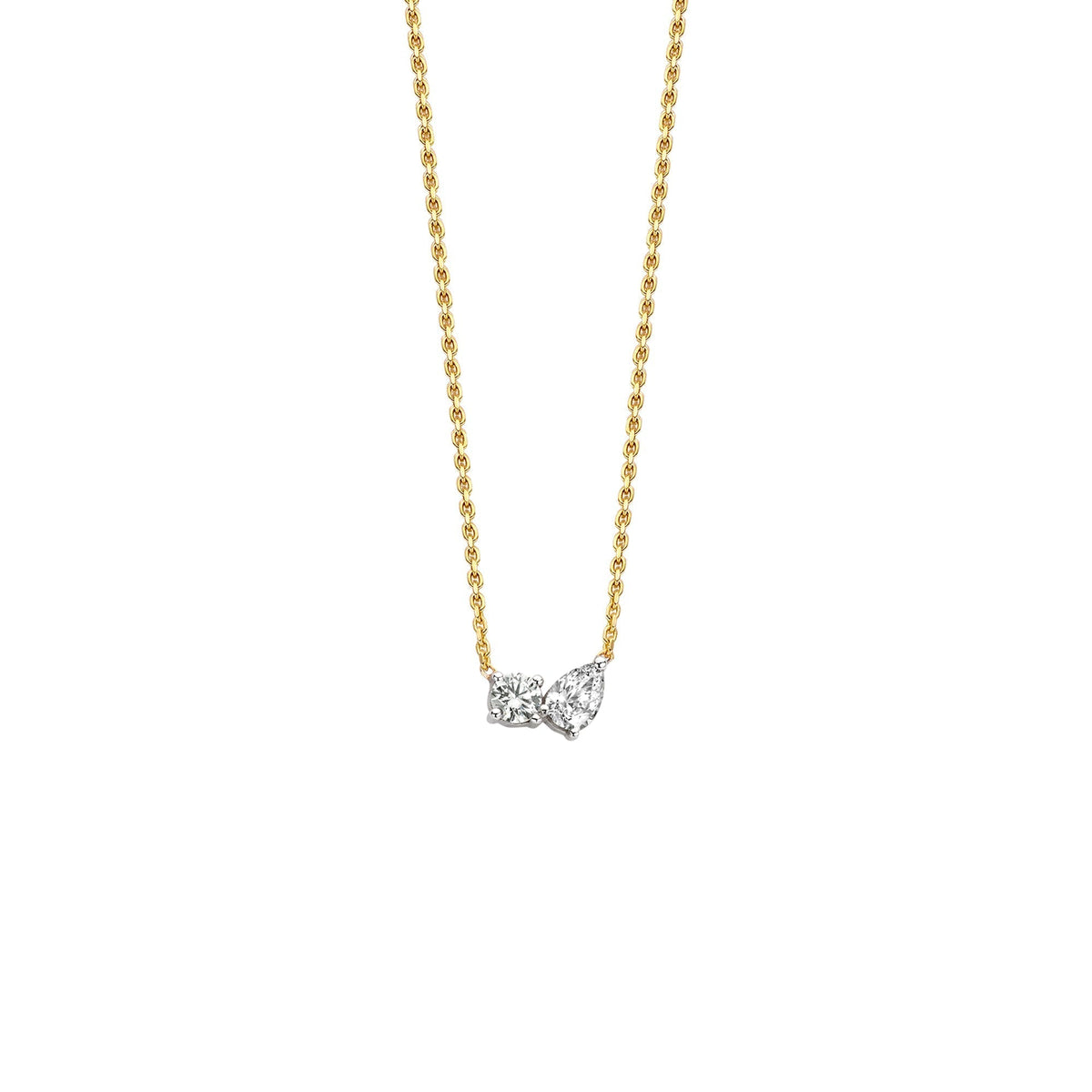 0.42 TCW Round & Pear Moissanite Diamond Two Stones Pendent Necklace - violetjewels