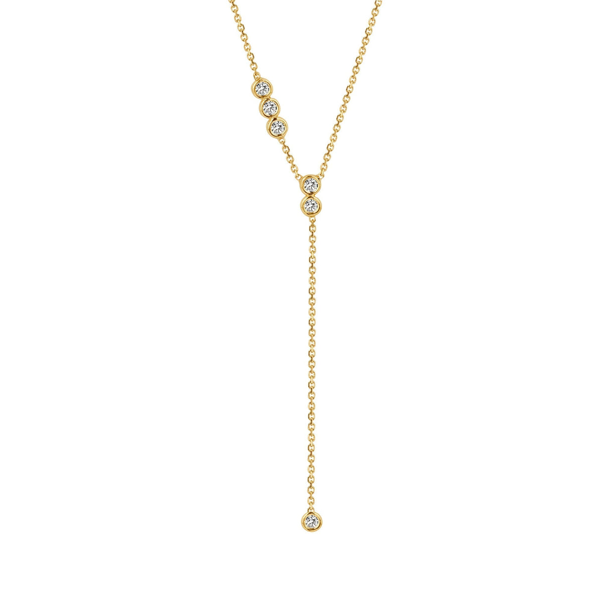 0.30 TCW Round Moissanite Diamond Bezel Starstruck Lariat Pendent Necklace - violetjewels