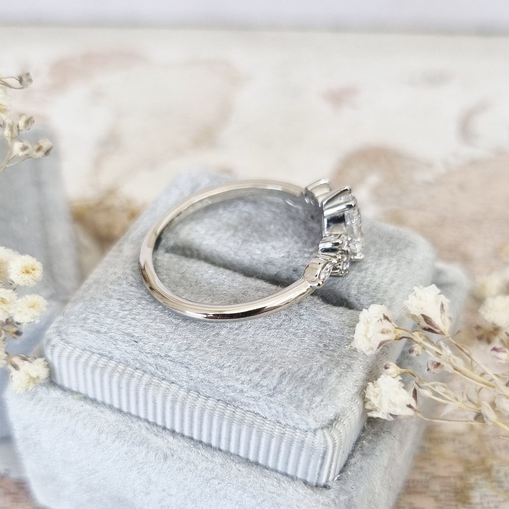 1.0 CT Pear Art Deco Style D/VVS2 Lab Grown Diamond Engagement Ring - violetjewels