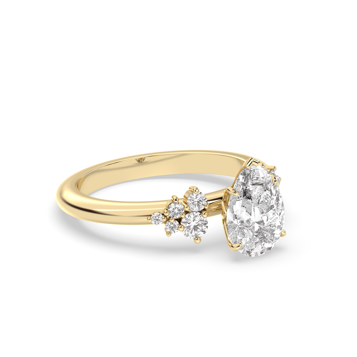 1.0-3.0 CT Pear Lab Grown Diamond Cluster Engagement Ring
