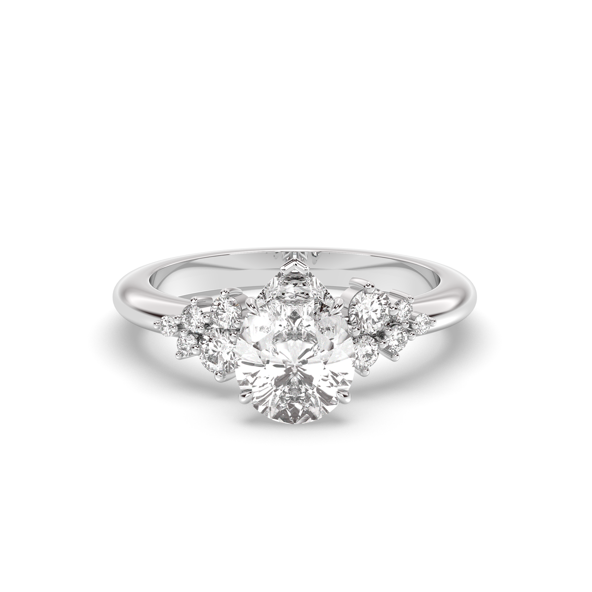 1.0-3.0 CT Pear Lab Grown Diamond Cluster Engagement Ring