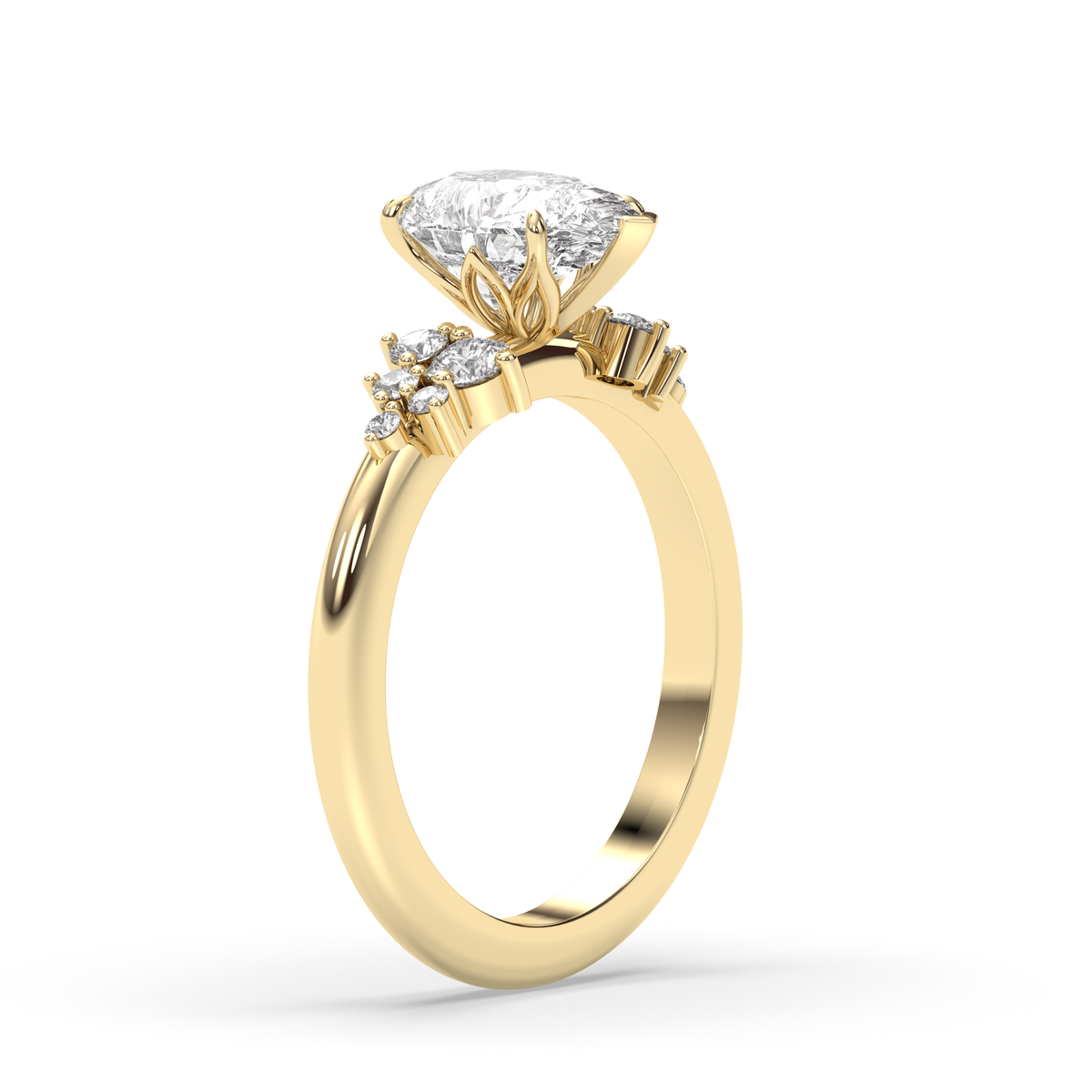 1.0-3.0 CT Pear Lab Grown Diamond Cluster Engagement Ring