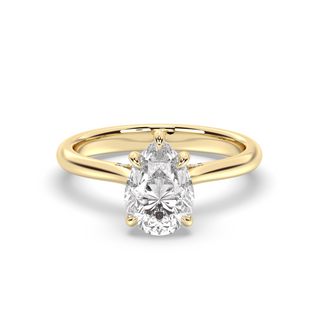 1.0 CT Pear E-VVS1 Diamond Hidden Halo Engagement Ring