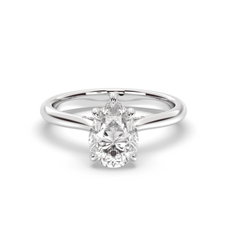 1.0 CT Pear E-VVS1 Diamond Hidden Halo Engagement Ring