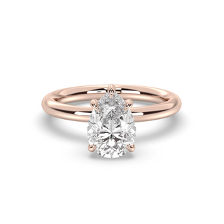 1.0 CT Pear E-VS1 Diamond Hidden Halo Engagement Ring