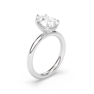 1.0 CT Pear E-VS1 Diamond Hidden Halo Engagement Ring